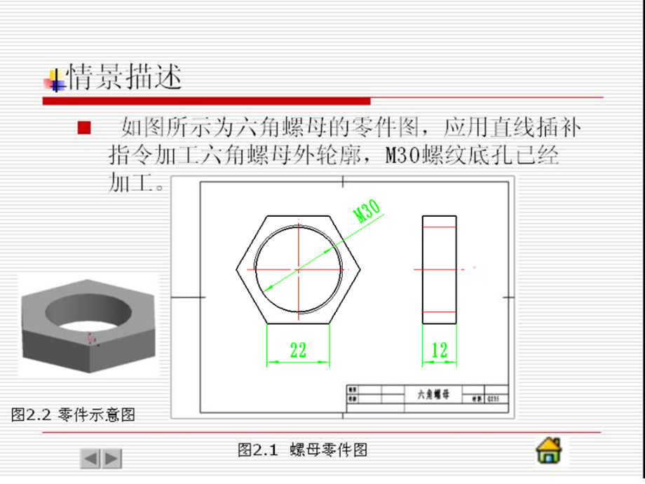 学习情境二 用直线插补指令加工螺母外轮廓.ppt_第2页