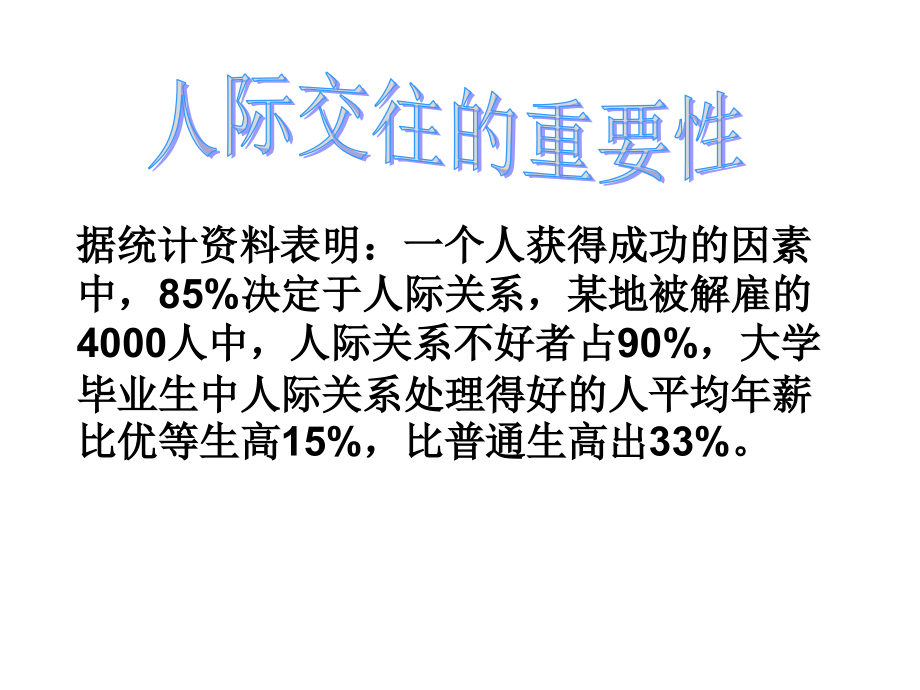 据统计资料表明：一个人获得成功的因素中,85%决定于人际关系,.ppt_第2页