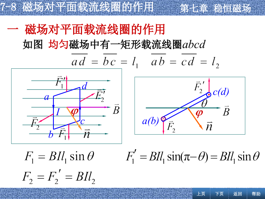 张丹海《简明大学物理》7-8 磁场对载流线圈的作用.ppt_第1页
