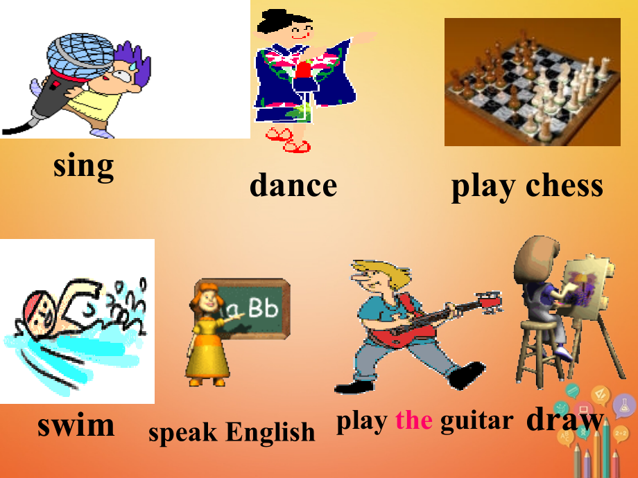 七年级英语下册Unit1CanyouplaytheguitarPeriod1教学课件(新版)人教新目标版.ppt_第2页