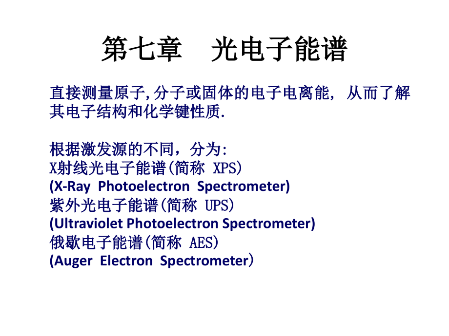 chapter 7 Photoelectron and related spectroscopies.pptx_第1页