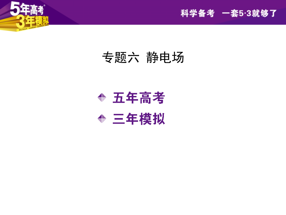 【5年高考3年模拟】2016届高三物理一轮复习(浙江专用-课件)专题六静电场(共157张PPT).pptx_第1页