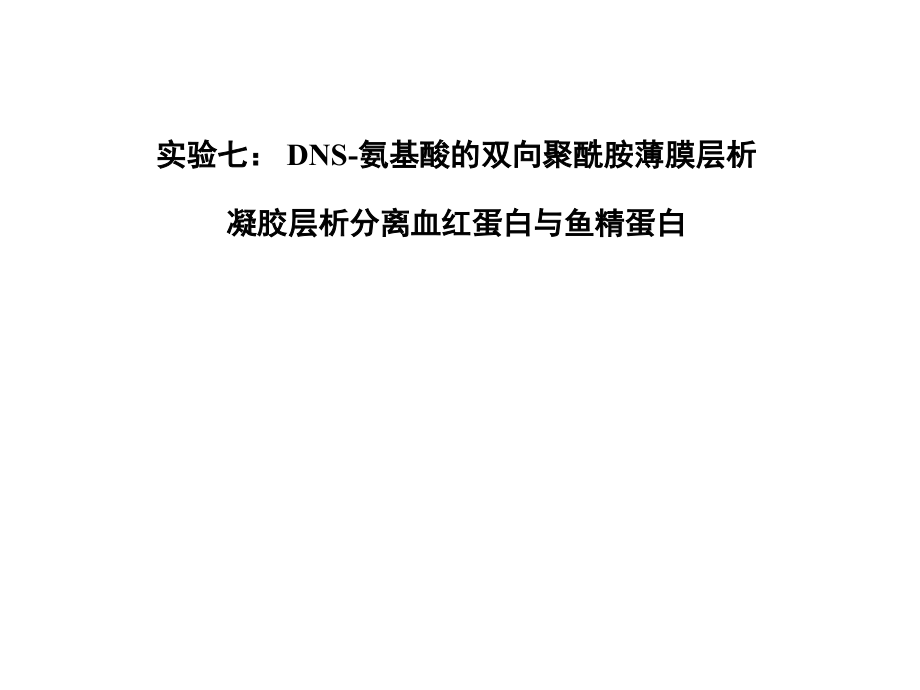 DNS-氨基酸的双向聚酰胺薄膜层析凝胶层析分离血红蛋白与鱼精蛋白.ppt_第1页