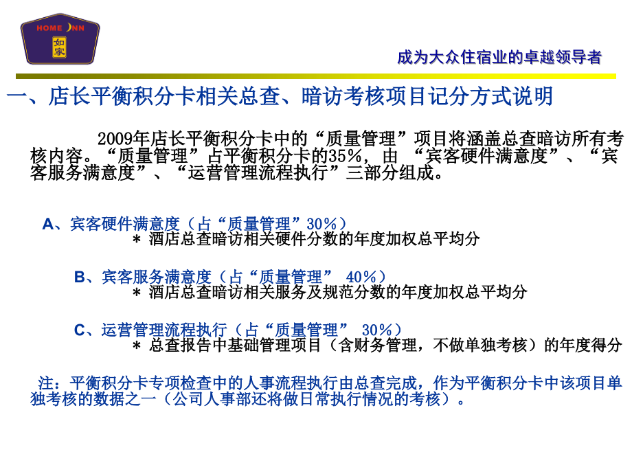 运营质量考核方案如家酒店2.ppt_第2页