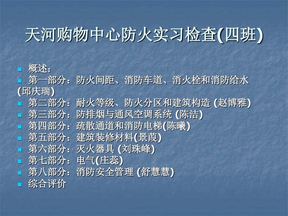 天河购物中心防火实习检查(四班).ppt_第1页