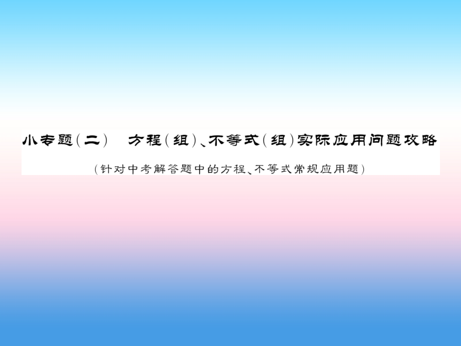 (课标版通用)中考数学总复习 第二轮 小专题集训 题型专攻 小专题(二)习题课件.ppt_第1页