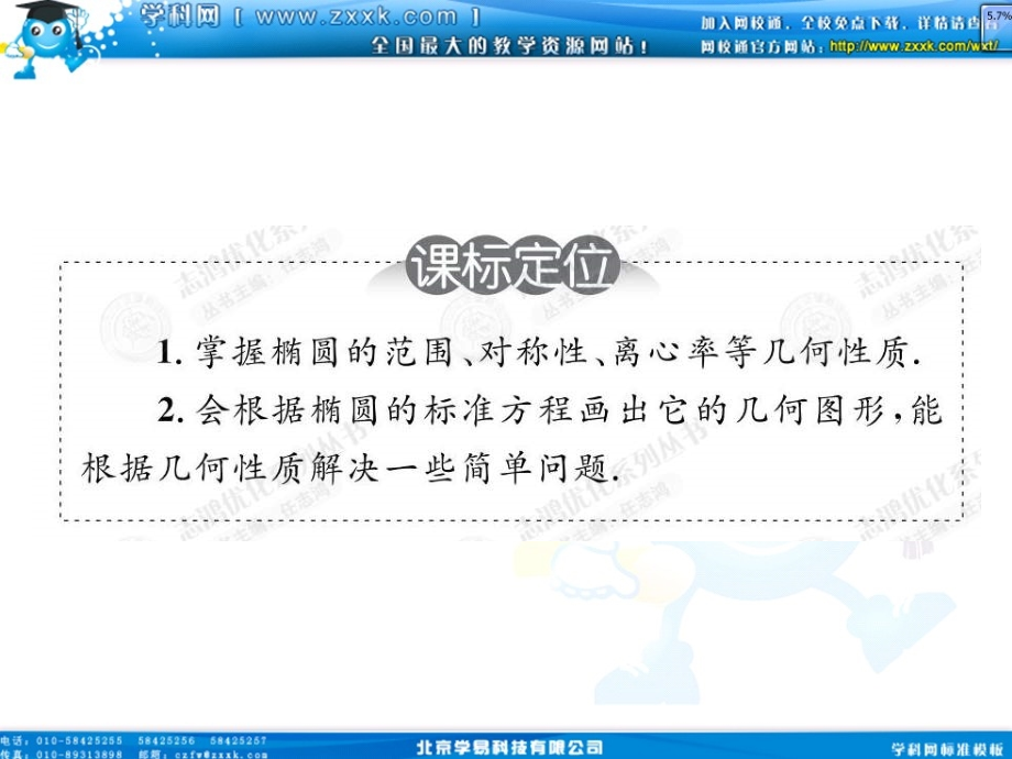 高中数学 212 椭圆的简单几何性质课件(教师版 新人教选修1-1 课件.ppt_第2页