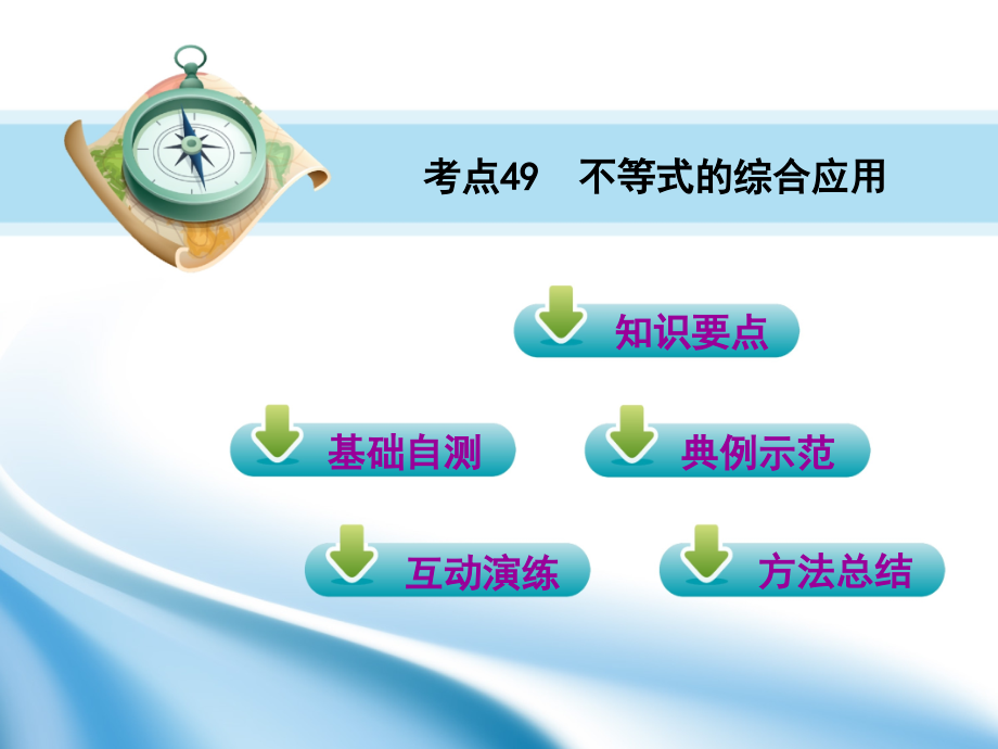 高三数学第一轮复习(高考教练)考点49 不等式的综合应用(理科)课件.ppt_第2页