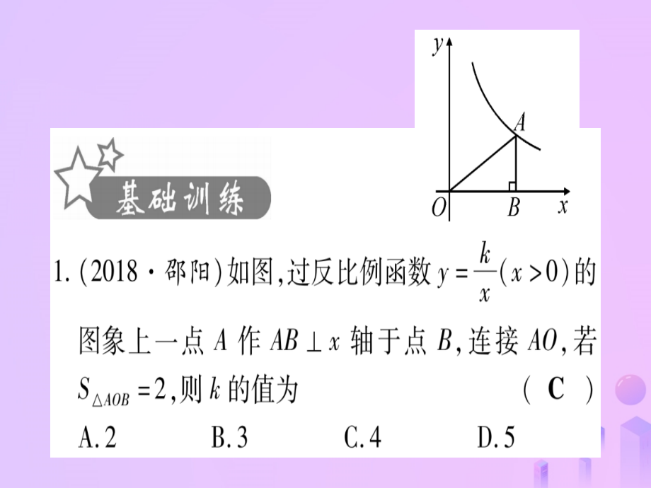 (云南专用)中考数学 第一轮 考点系统复习 第3章 函数 第3节 反比例函数 课时2作业课件.ppt_第2页