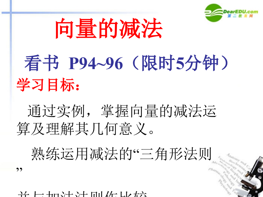 高中数学 222 向量减法运算及其几何意义4课件 新人教A版必修4 课件.ppt_第1页