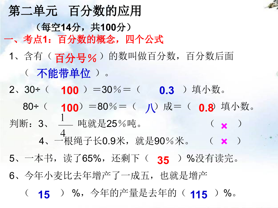 (北师大版)六年级上册数学_第二单元_百分数的应用_常考题型练习.ppt_第2页