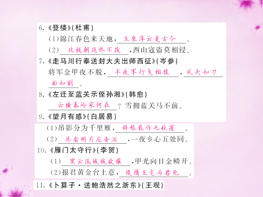 中考语文 第一轮 复习教材 夯基固本 九全 古诗名句默写梳理课件 新人教版 课件.ppt_第2页