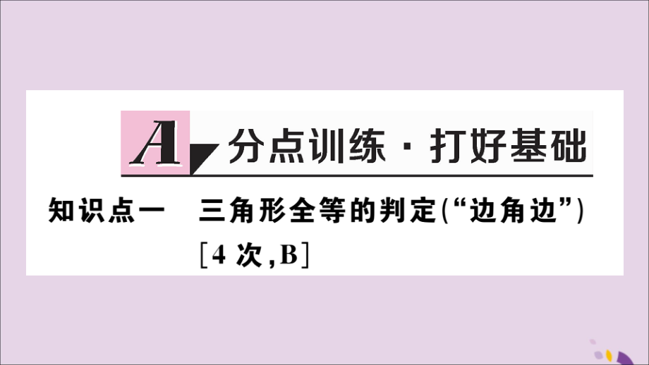 (河北专版)八年级数学上册 12.2 三角形全等的判定 第2课时 边角边 习题课件 (新版)新人教版 课件.ppt_第2页