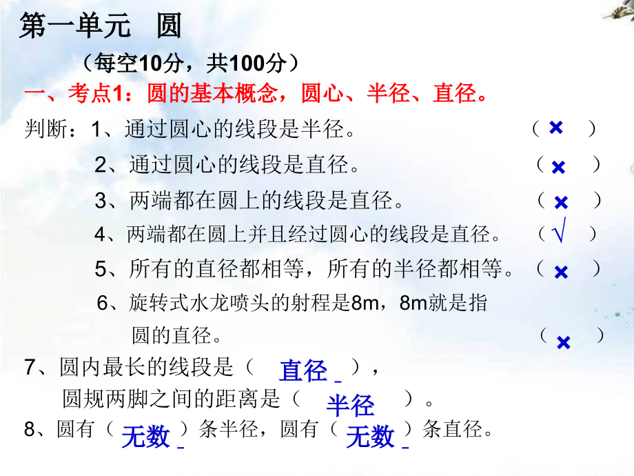 北师大版六年级数学上册第一单元圆练习题(常考题型).ppt_第2页