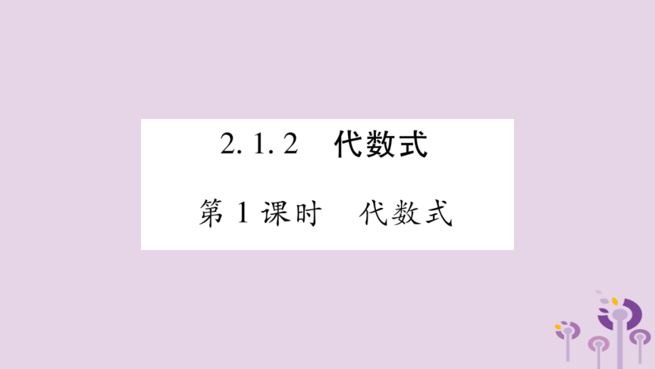 七年级数学上册 第2章 整式加减 2.1 代数式 2.1.2 代数式 第1课时 代数式课件 (新版)沪科版 课件.ppt_第1页
