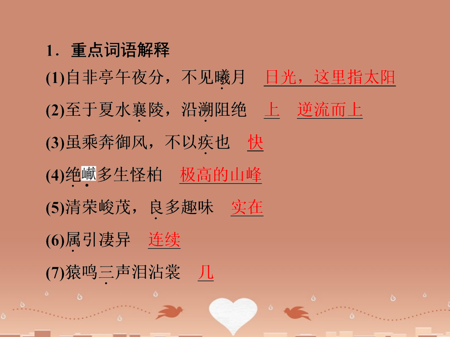 中考语文 第一篇 课内重点文言文梳理九 三 峡 讲解课件.ppt_第2页