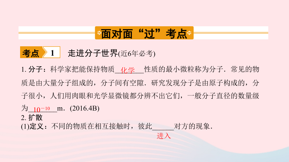 中考物理一轮复习 基础考点一遍过 第七章 从粒子到宇宙课件.pptx_第2页