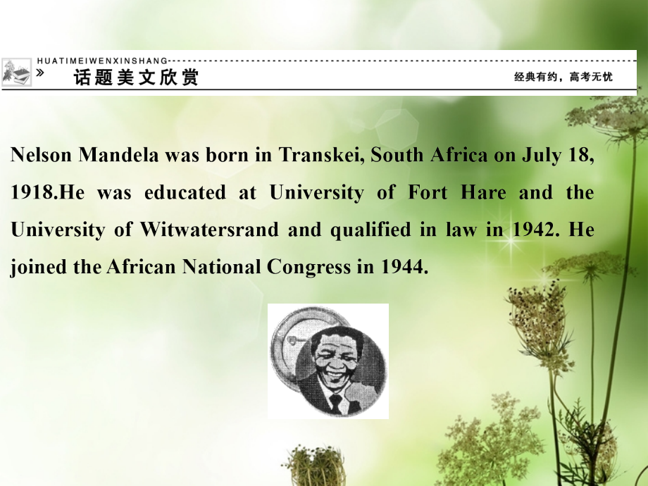 高中英语 Unit 5 Nelson Mandela—a modern hero-Period 1课件 新人教版必修1 课件.ppt_第2页