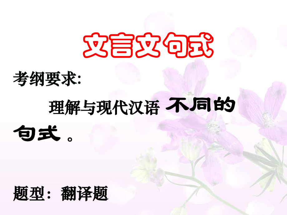 高考语文二轮复习 理解与现代汉语不同的句式和用法课件1 课件.ppt_第1页