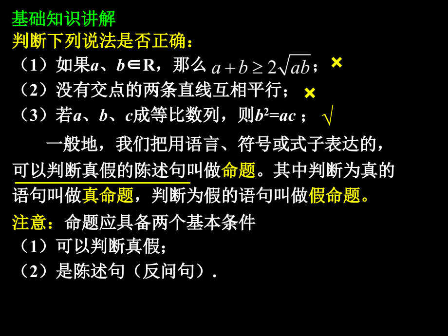 1.1.1-3 命题与四种命题及其关系 高三数学第一章 小结与复习课件(打包)人教版选修2-1 高三数学第一章 小结与复习课件(打包)人教版选修2-1.ppt_第2页