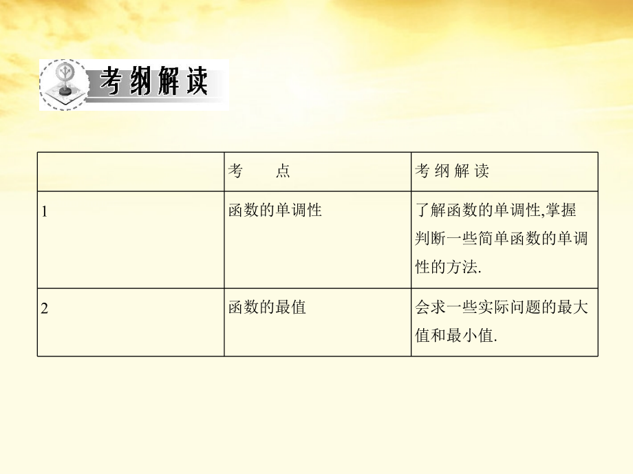 高考数学一轮复习考案 2.3 函数的单调性与最值课件 文 课件.ppt_第2页