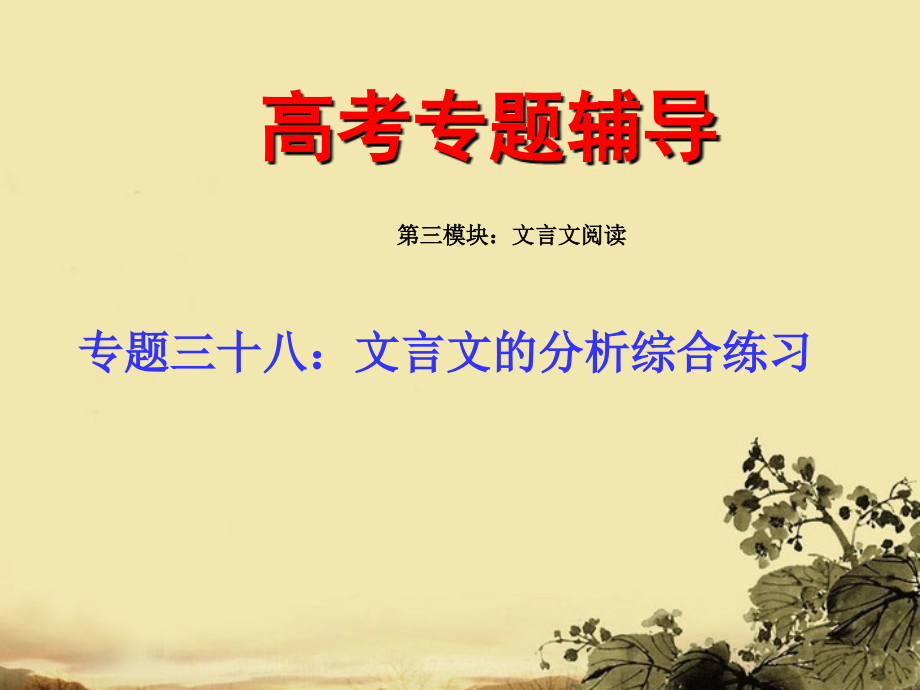 高考语文 文言文的分析专题复习课件2 课件.ppt_第1页