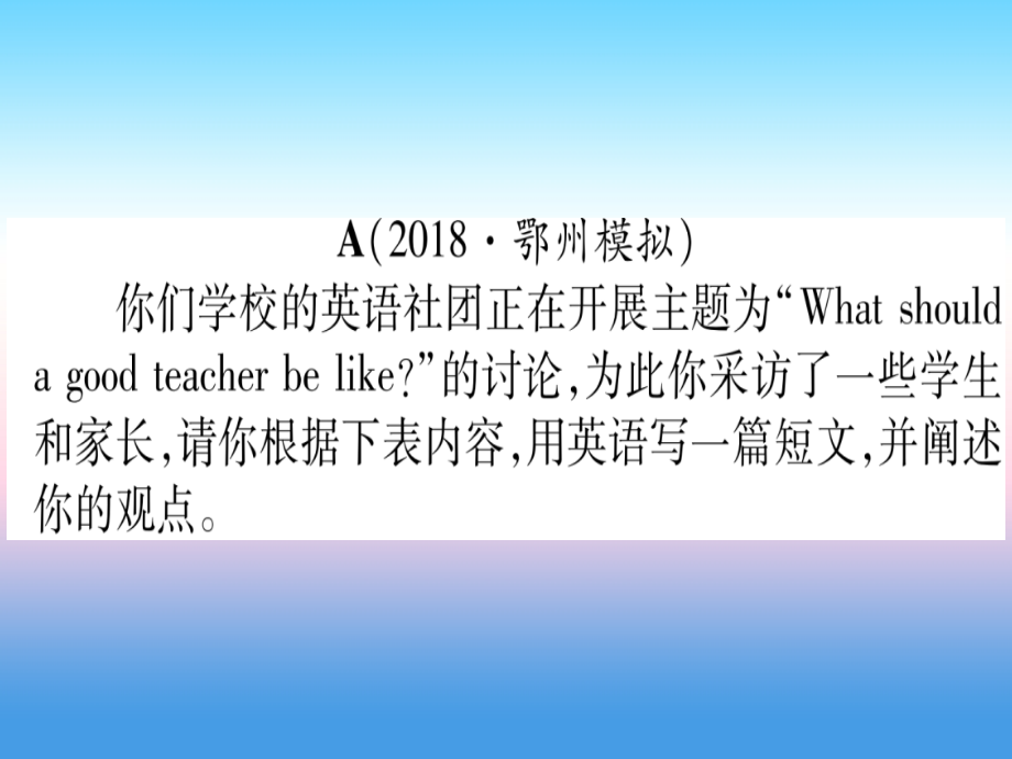(湖北专用版)版中考英语专题高分练 专题突破二十一 书面表达实用课件.ppt_第2页
