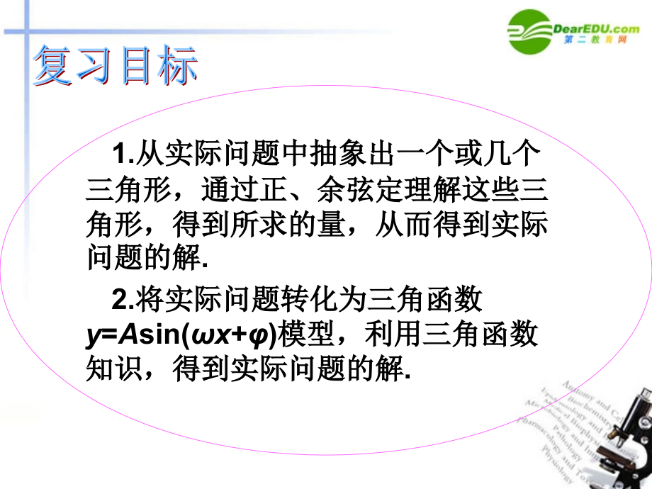 湖南师大 高三数学 三角函数模型及应用复习课件 文 课件.ppt_第2页