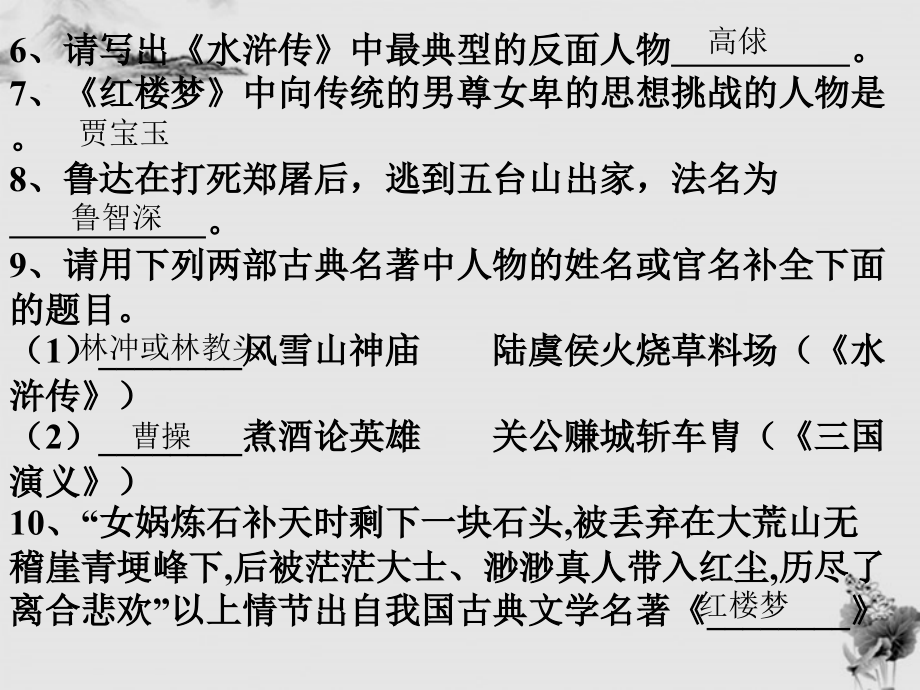 11—12年高三语文四大名著知识竞赛 课件.ppt_第2页