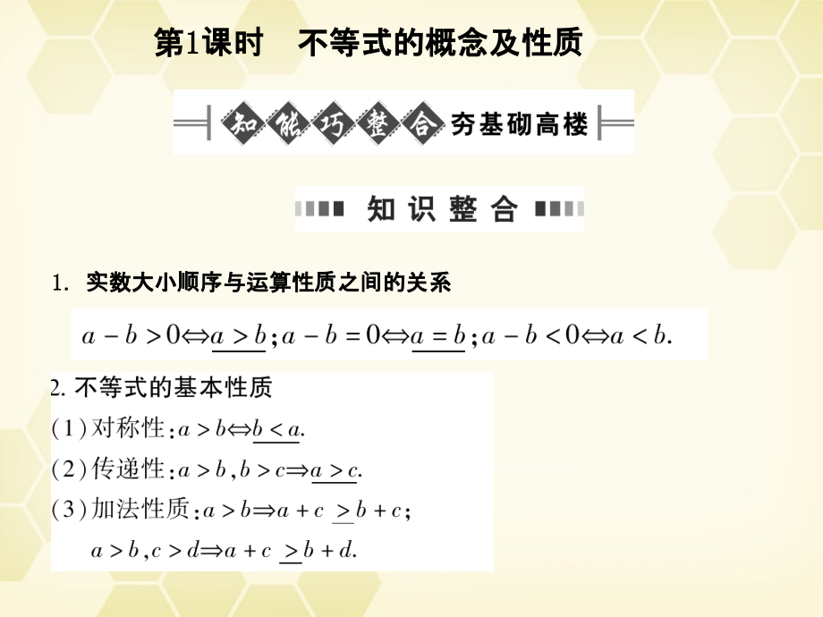 高考数学总复习 6.1不等式课件 文 大纲人教版 课件.ppt_第2页