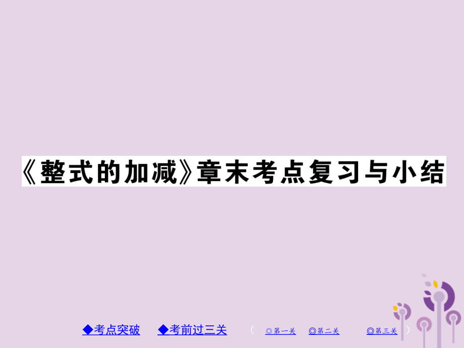 秋七年级数学上册 第3章(整式的加减)章末考点复习与小结课件 (新版)华东师大版 课件.ppt_第1页