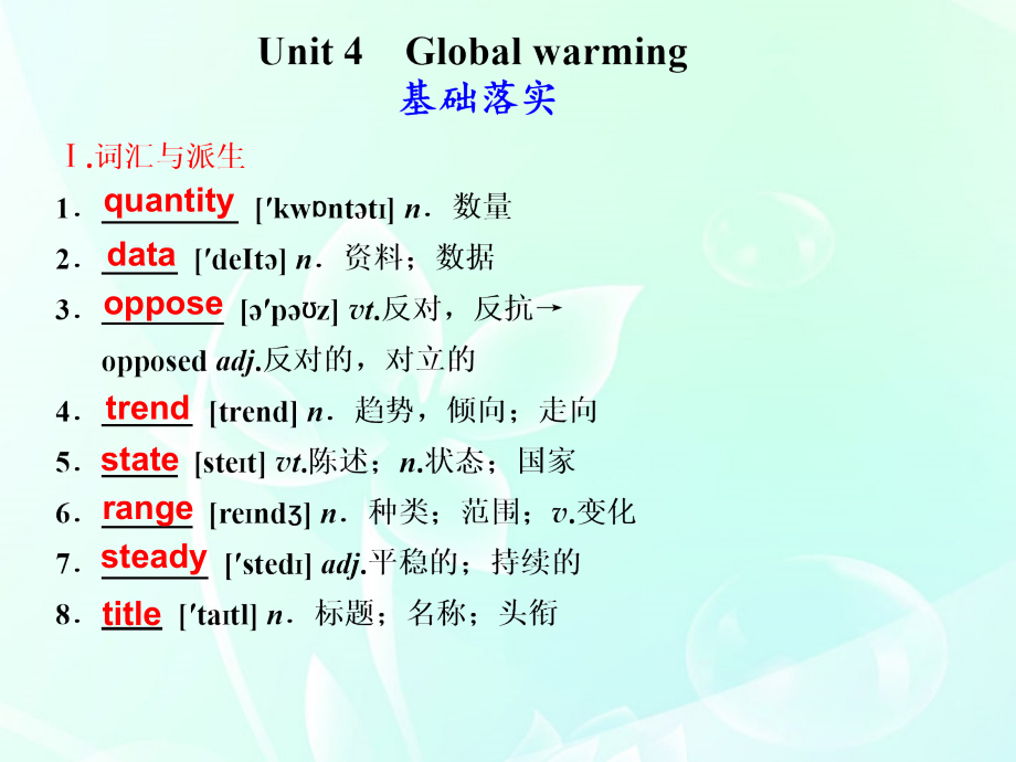 高考英语 Unit4Global warming课件 新人教版选修6 课件.ppt_第1页