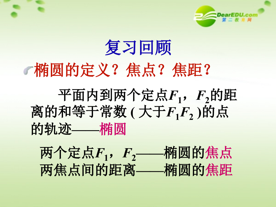 高中数学 优质课1椭圆的标准方程课件 苏教版选修1-1 课件.ppt_第2页