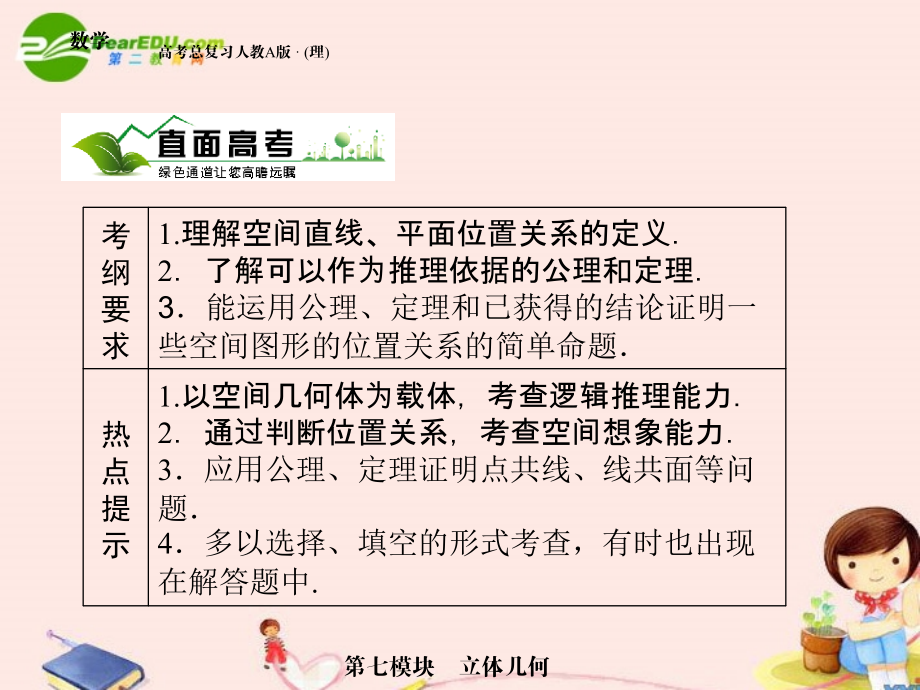 高三数学 第七模块 第3节空间点线面的位置关系课件 新人教A版 课件.ppt_第2页