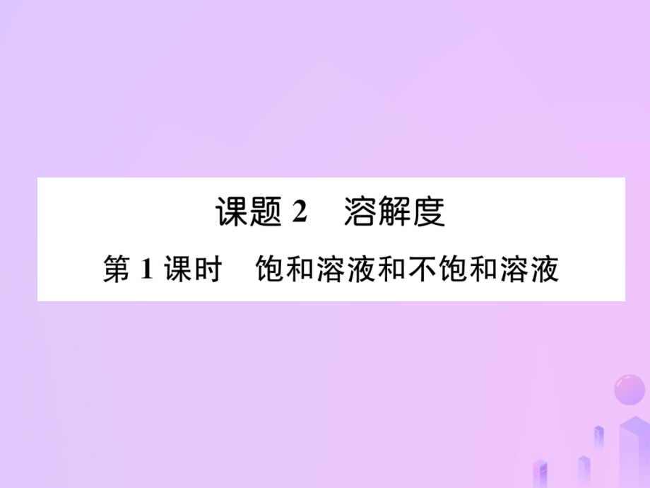 九年级化学下册 第9单元 溶液 课题2 溶解度 第1课时 饱和溶液和不饱和溶液作业课件 (新版)新人教版 课件.ppt_第1页