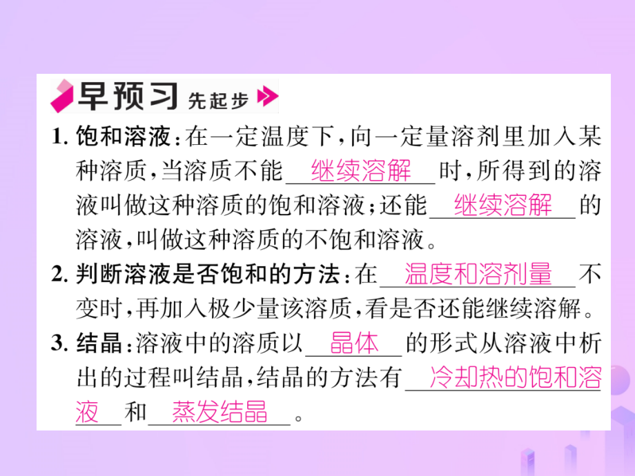 九年级化学下册 第9单元 溶液 课题2 溶解度 第1课时 饱和溶液和不饱和溶液作业课件 (新版)新人教版 课件.ppt_第2页