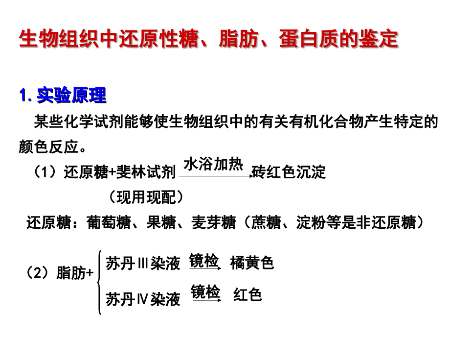 生物组织中还原性糖、脂肪、蛋白质的鉴定公开课.ppt_第1页