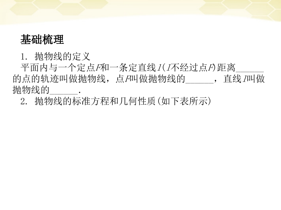 浙江省高考数学总复习 第8单元 第7节 抛物线课件 文 新人教A版 课件.ppt_第2页