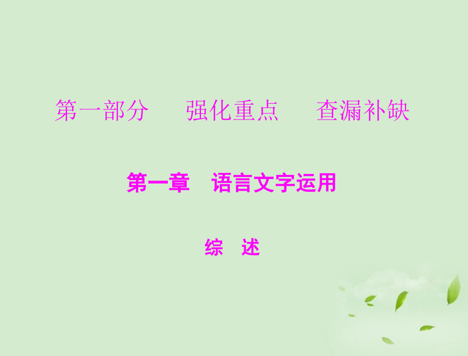 高考语文二轮专题复习 第一部分 第一章 语言文字运用 综述课件.ppt_第1页
