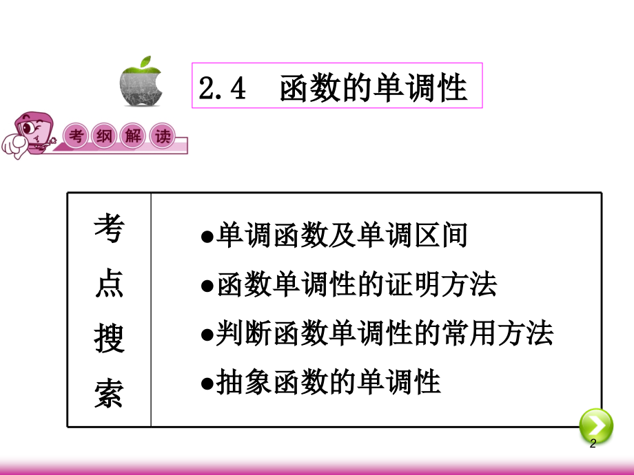 高考数学第一轮总复习2.4函数的单调性(第1课时)课件 文 (广西专版) 课件.ppt_第2页