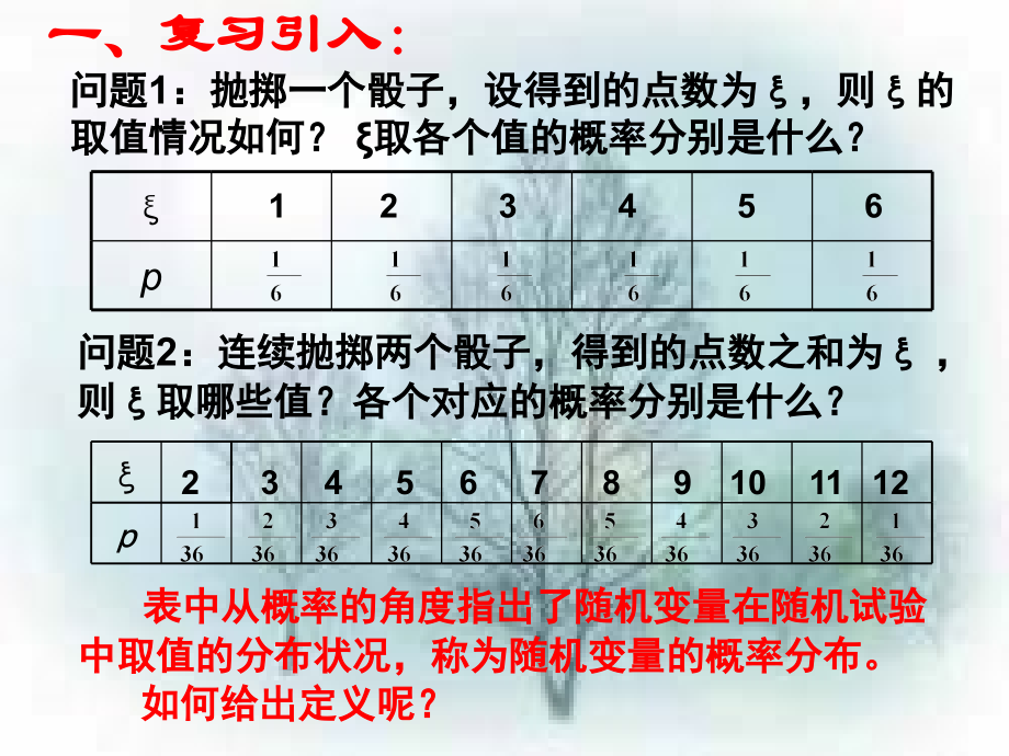 高中数学理科选修离散型随机变量的分布列2课件.ppt_第2页