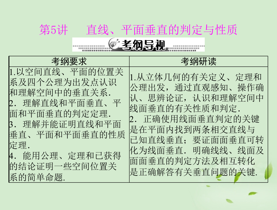 高考数学一轮复习 第十三章 第5讲 直线、平面垂直的判定与性质课件课件.ppt_第1页