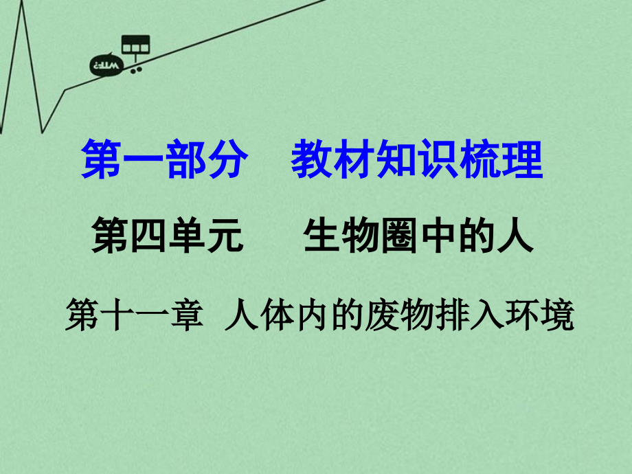 中考生物 第一部分 教材知识梳理 第4单元 第11章 人体内的废物排入环境复习课件 苏教版 课件.ppt_第1页