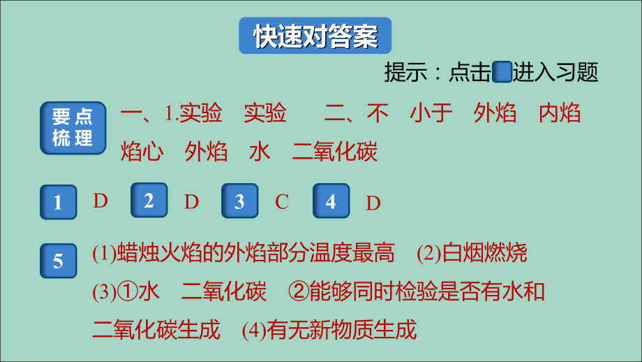 (河南专版)九年级化学上册 第一单元 走进化学世界 课题2 第1课时 对蜡烛及其燃烧的探究习题讲评课件 (新版)新人教版 课件.ppt_第2页