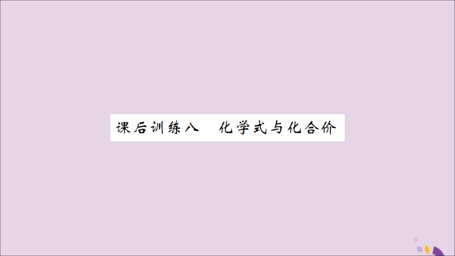湖北省中考化学一轮复习 课后训练八 化学式与化合价习题课件.ppt_第1页