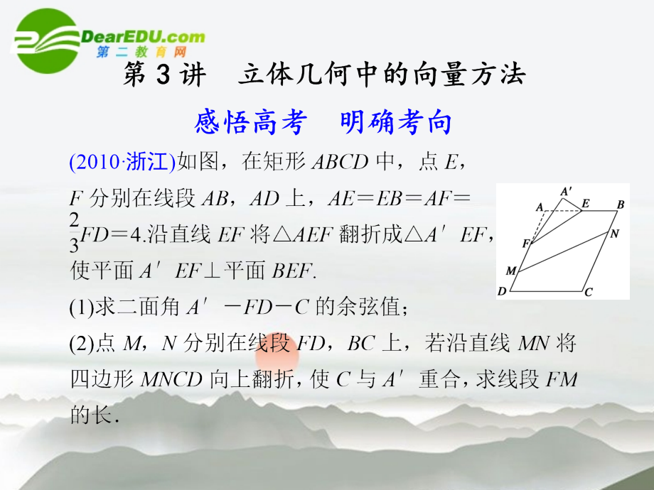江苏专用高考数学二轮复习 专题四第3讲立体几何中的向量方法课件 理 苏教版 课件.ppt_第1页