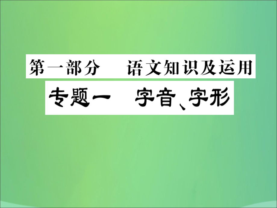中考语文复习 第一部分 语文知识及运用 专题一 字音、字形课件.ppt_第1页