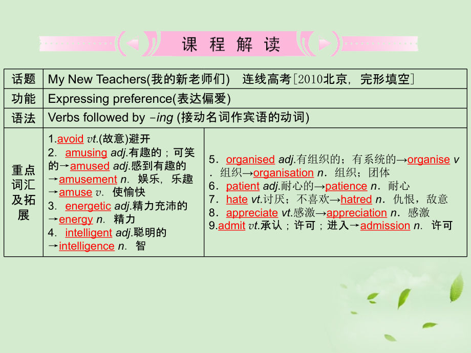 高考英语 Module2知识与要点课件 外研版必修1 课件.ppt_第2页
