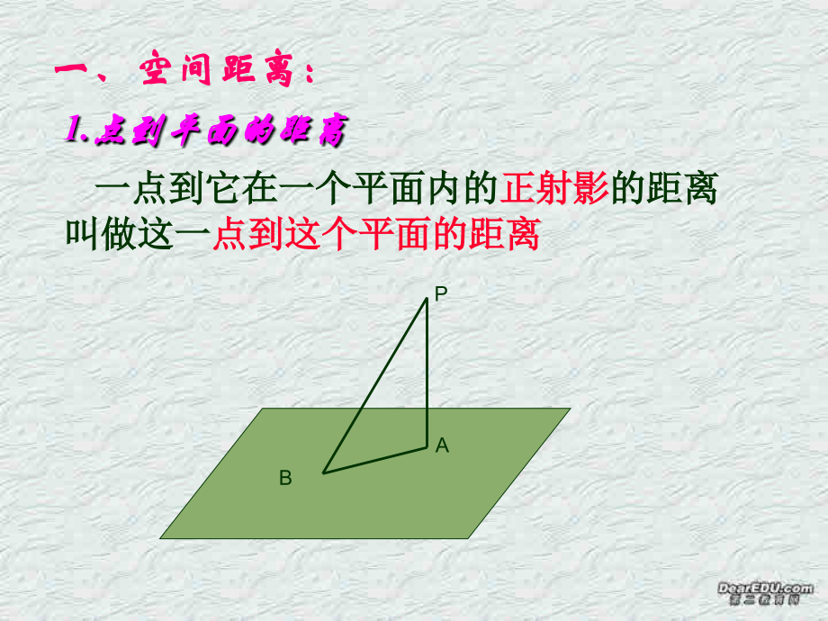 空间的距离(2) 高二数学下学期空间距离课件[整理四课时]人教版 高二数学下学期空间距离课件[整理四课时]人教版.ppt_第2页