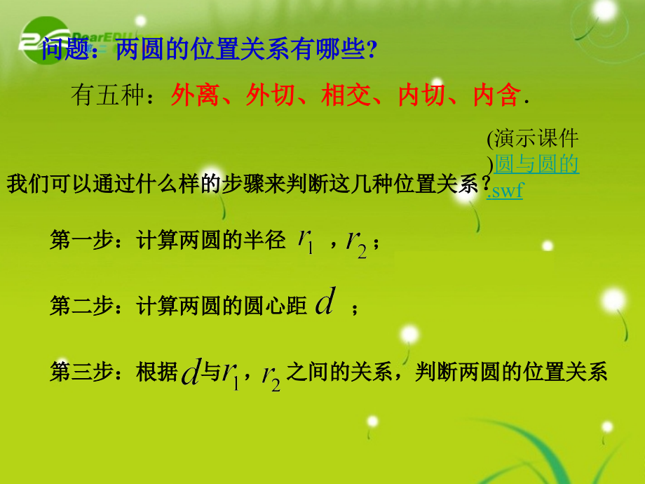 高中数学 223圆与圆的位置关系课件 苏教版必修3 课件.ppt_第2页